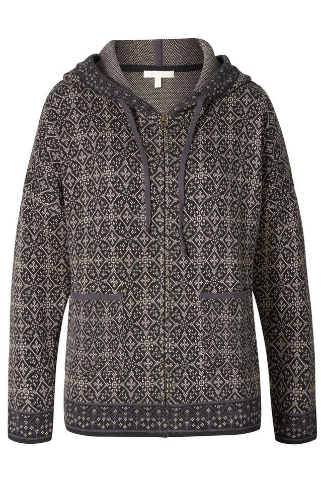 Himalaya Clothing Kapuzenstrickjacke Weiche Kapuzenjacke Damen aus Bio-Baumwolle im Jacquard-Design Elegante Strickjacke mit praktischen Details von Himalaya Clothing