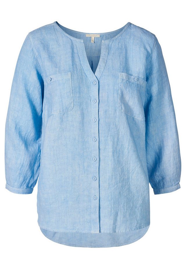 Himalaya Clothing Langarmbluse 3/4 Arm Bluse mit dekorativer Falte und krempelbaren Ärmeln aus Leinen Lässige Bluse Damen Leinenbluse mit edlen Details von Himalaya Clothing