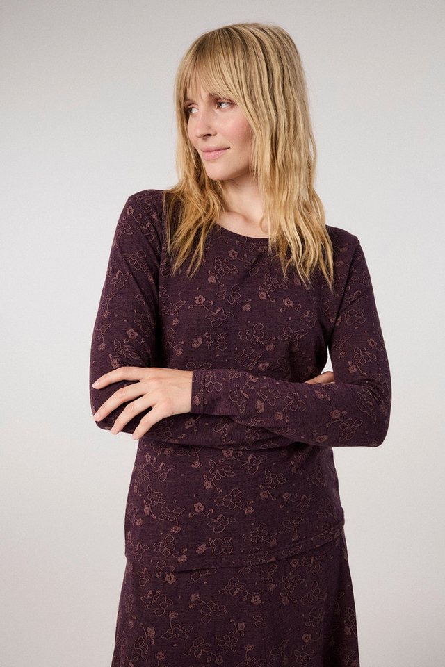 Himalaya Clothing Langarmshirt Damen Oberteil mit edlem Jacquardmuster - Longsleeve aus Bio-Baumwolle Weiches Langarmshirt mit hohem Tragekomfort von Himalaya Clothing