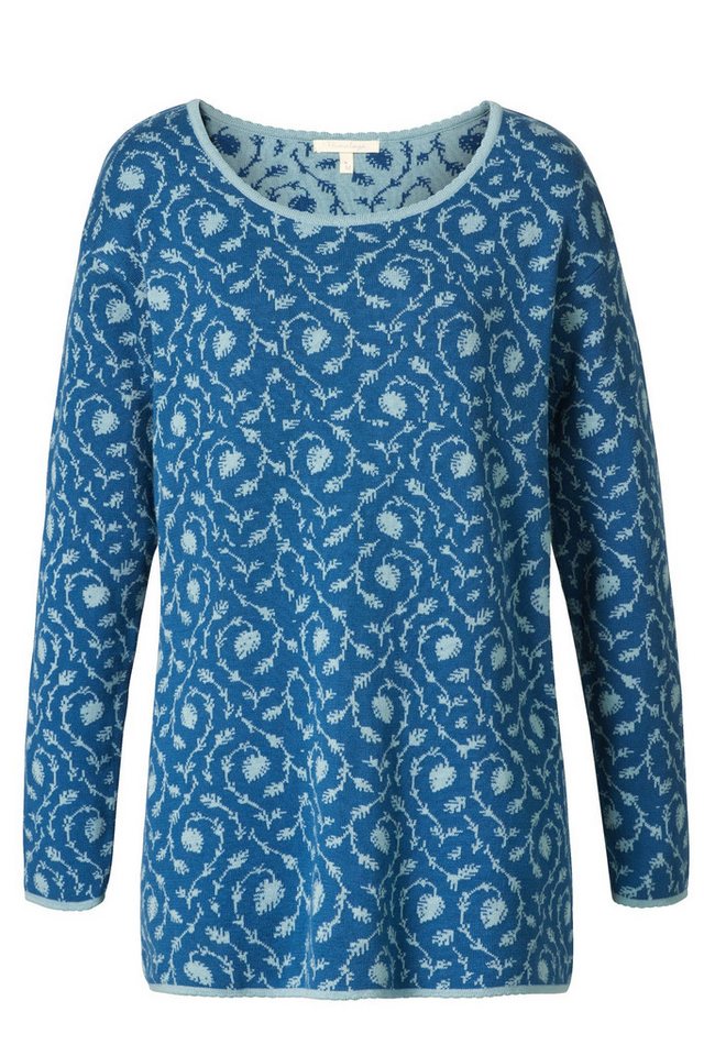 Himalaya Clothing Longpullover Weicher Pullover Damen mit elegantem Rankenmuster aus Bio-Baumwolle Edler Jacquard Strickpullover mit geradem Schnitt von Himalaya Clothing