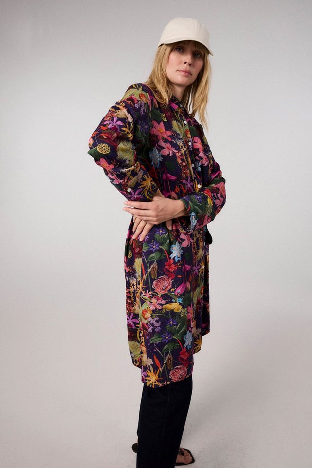 Himalaya Clothing Midikleid Kleid Damen mit lebendigem Blumenprint - Blusenkleid aus edler Viskose Leichtes fließendes Midikleid mit hohem Komfort von Himalaya Clothing