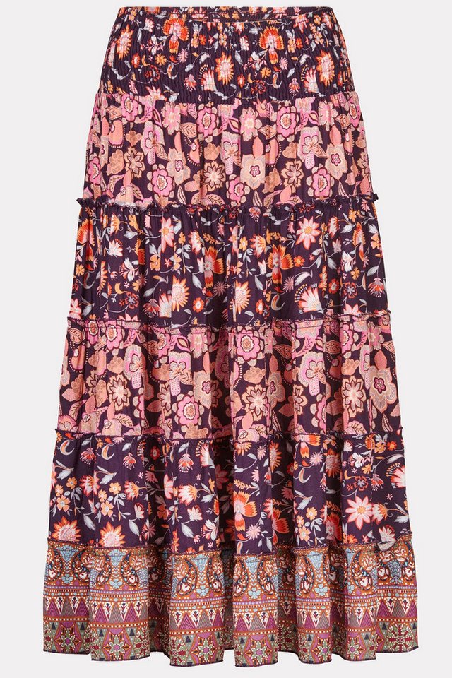 Himalaya Clothing Midirock Rock Damen mit verspieltem Blumenprint - Maxirock aus edler Viskose Fließender Stufenrock mit hohem Tragekomfort von Himalaya Clothing