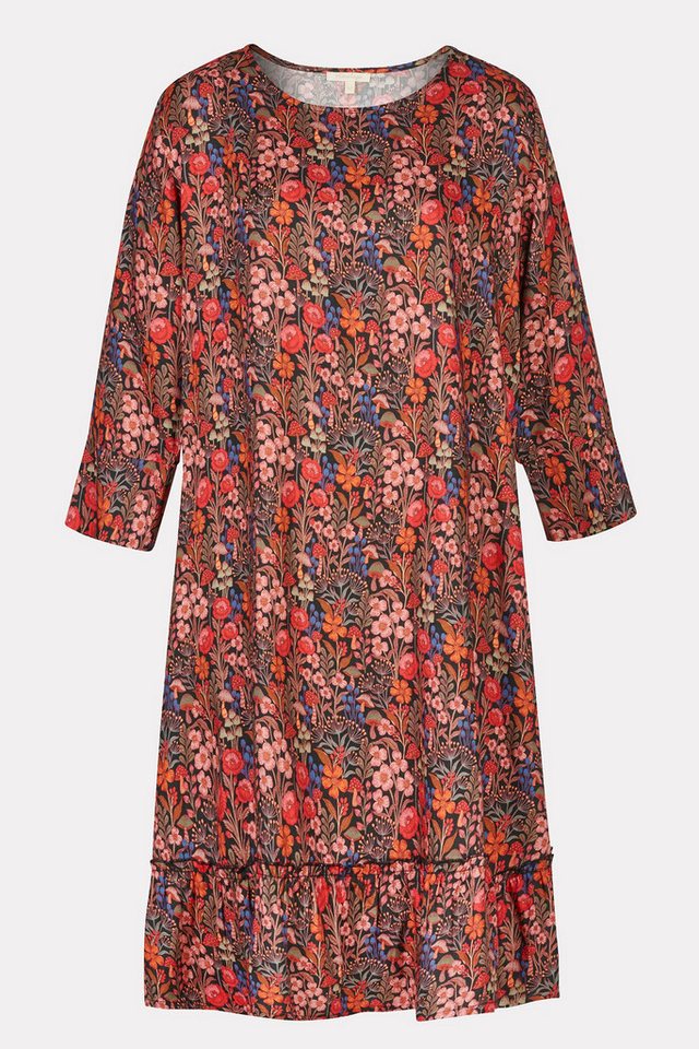 Himalaya Clothing Sommerkleid Kleid Damen mit farbenfrohem Blumenprint - Blusenkleid aus Viskose Bequemes, stilvolles Midikleid mit lockerem Fall von Himalaya Clothing