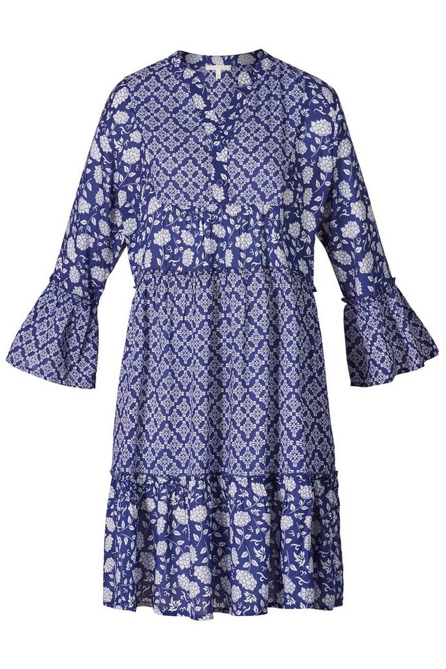 Himalaya Clothing Sommerkleid Kleid Damen aus fließender Viskose - Blumenkleid mit Pufferärmeln Leichtes Tunika Kleid mit floralem Patchwork von Himalaya Clothing