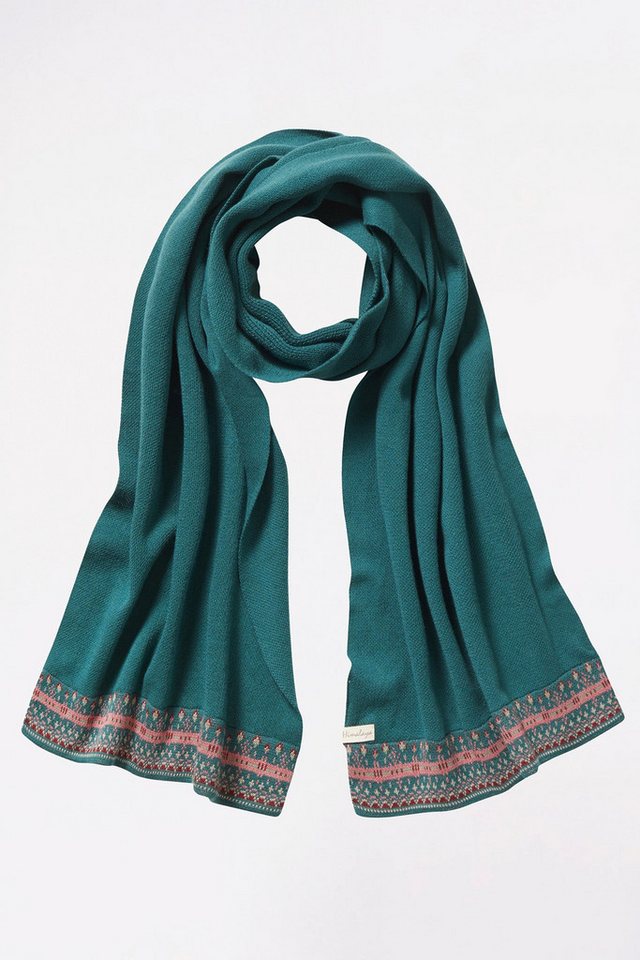 Himalaya Clothing Strickschal Edler Schal Damen aus Bio-Baumwolle mit dekorativer Jacquard-Bordüre, Bio-Baumwoll Schal mit angenehmem Tragegefühl von Himalaya Clothing