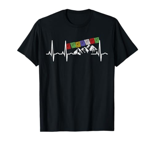 Himalaya Trekking Shirts, T-Shirts & Geschenke - Männer & Frauen - Gebetsflagge Berg Herzschlag - Schwarz, S - Halbarm, Klassisch, Polyester 100% Himalaya Trekking Shirts, T-Shirts & Geschenke - Männer & Frauen - Gebetsflagge Berg Herzschlag - Schwarz, S - Halbarm, Klassisch, Polyester 100% von Himalaya Trekking Shirts, TShirts, & Geschenke