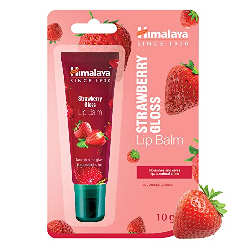 Himalaya Lip Balm Strawberry Gloss Tube Glossy Shine for Delicate Tint 10g, red von Himalaya