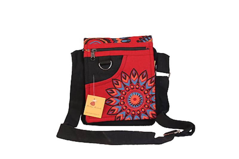 Hippie Boho Mandala Blumendruck Reisepass & Ipad Schultertasche 100% Baumwolle Handmade in Nepal von HimalayaHandmadeLLC