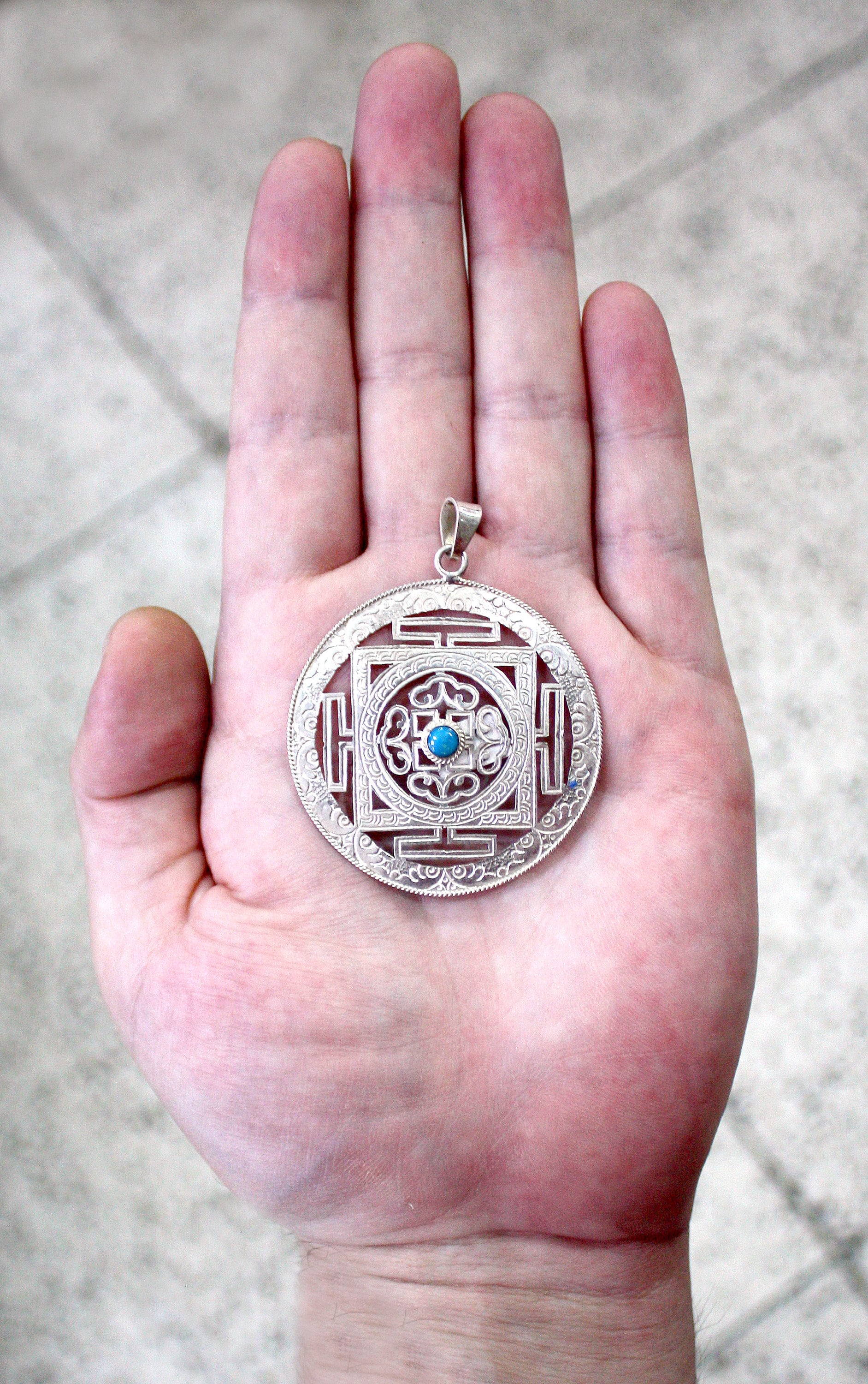 Silberanhänger Mandala 925 Sterling Nepal Türkis Koralle Zirkon Mondstein Rund Silberanhänger Mandala 925 Sterling Nepal Türkis Koralle Zirkon Mondstein Rund von HimalayaHardware