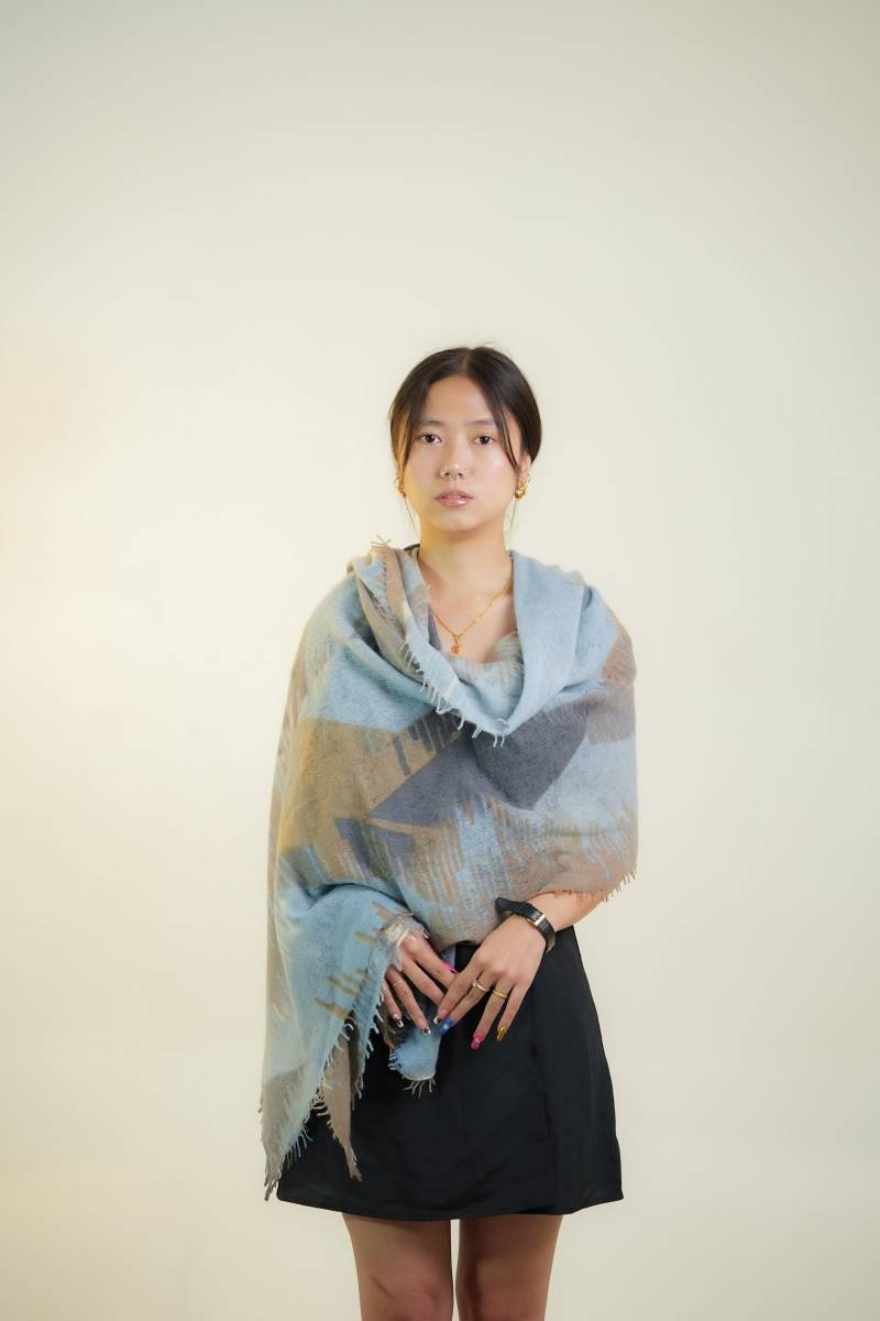 Durchdachte Geschenke, Bedrucktes Pashmina, Handgemachtes Geschenk Einzigartiges Blaues Gedrucktes von Himalayanpearl