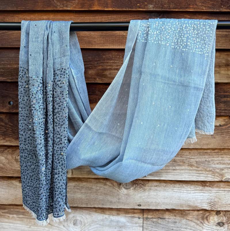 Handgefertigter Pailletten Pashmina Eleganter Hochzeitsschal von Himalayanpearl