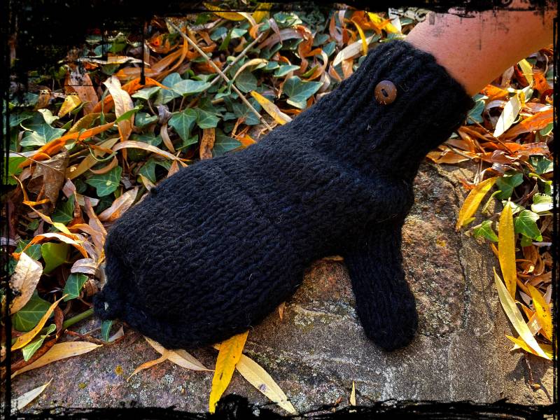 Wollhandschuhe Schwarz Mit Fingerkappe, Fingerlinge, Klapphandschuhe, Halbfingerhandschuhe, Fingerlose Handschuhe, Handwärmer von Himalife