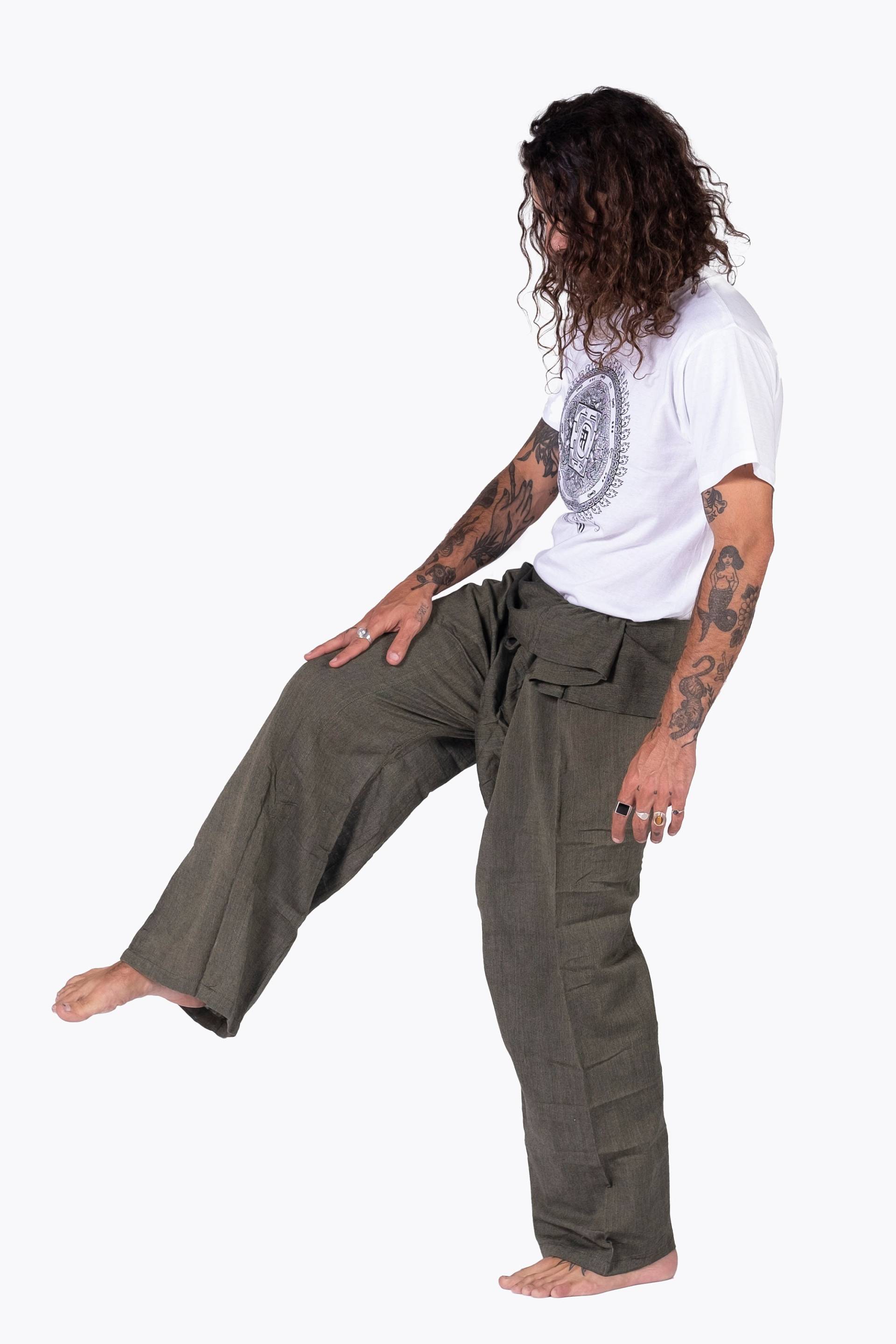 100% Hand Made Cotton Thai Fisherman Pants - Loose-Fitting Men & Women Khadi Boho Hippie Style Fisher Man Pants in Nepal 100% Hand Made Cotton Thai Fisherman Pants - Loose-Fitting Men & Women Khadi Boho Hippie Style Fisher Man Pants in Nepal von Himanepal
