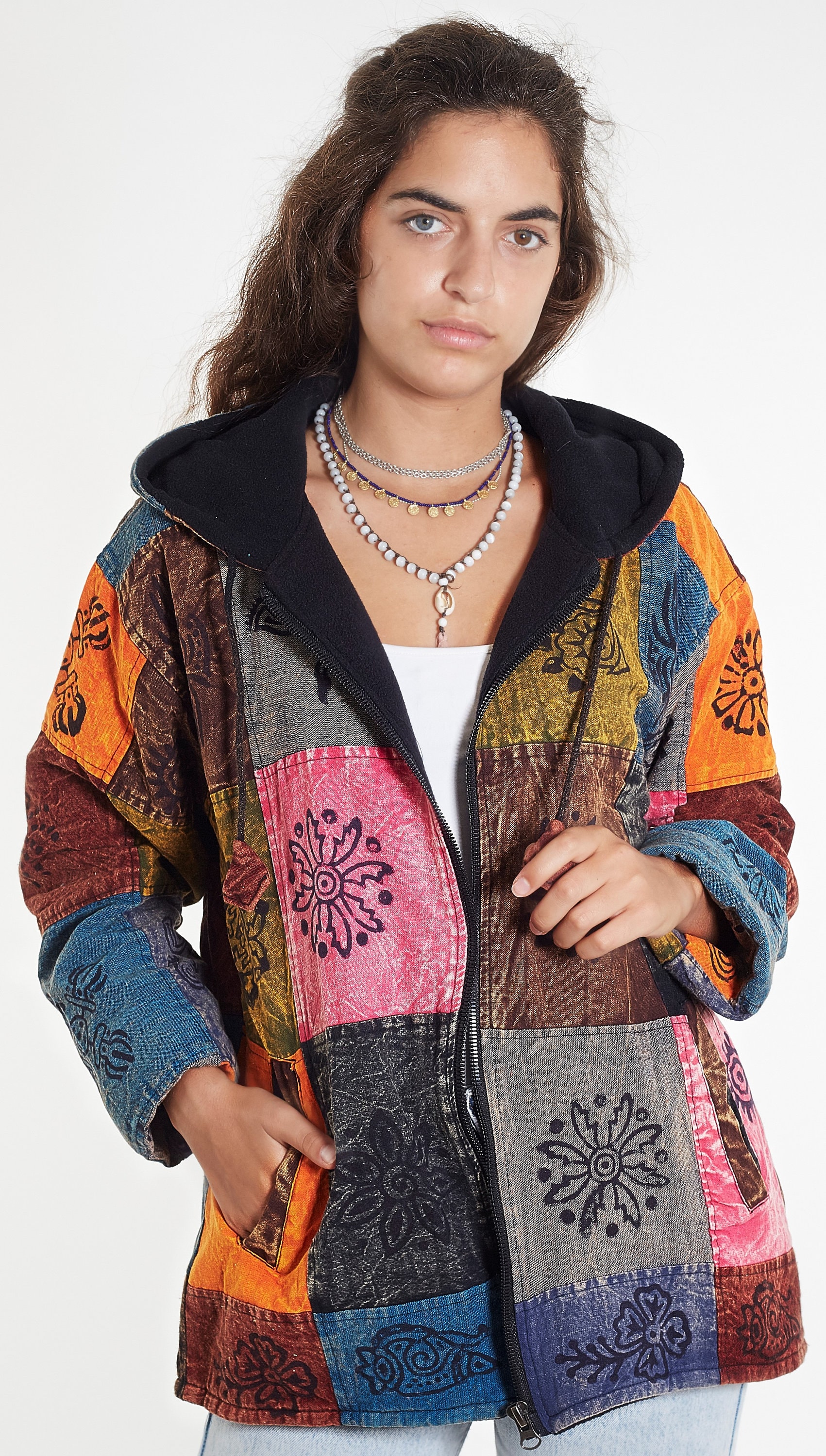 Handmade Boho Patchwork Jacket With Hood - Made in Nepal Handmade Boho Patchwork Jacket With Hood - Made in Nepal von Himanepal