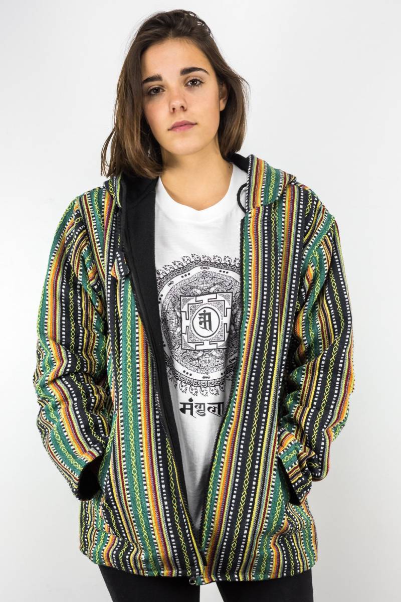 stand Out & Rebel Handmade Unisex Gheri Cotton Jacket - Traditional Nepalese Fabric Ethically Hippie Jackets At Himanepal von Himanepal