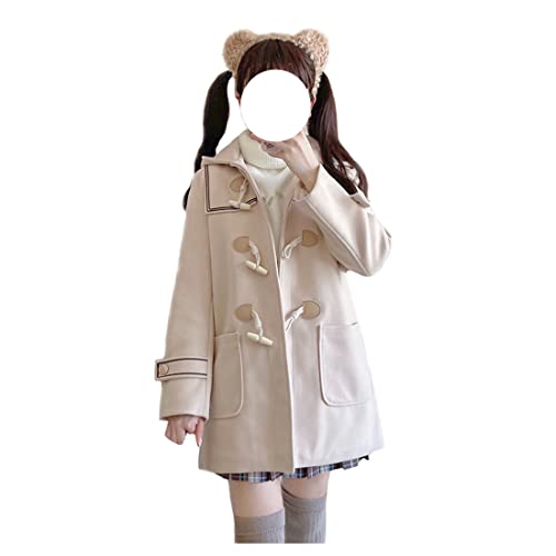 Himifashion Wintermantel für Teenager, japanische dicke, warme Wolle, Outwear mit Kapuze, beige, 36 von Himifashion