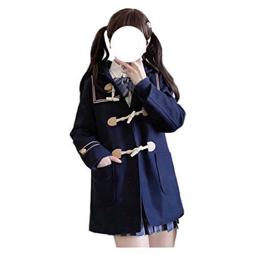 Himifashion Wintermantel für Teenager, japanische dicke, warme Wolle, Outwear mit Kapuze, marineblau, 36 von Himifashion