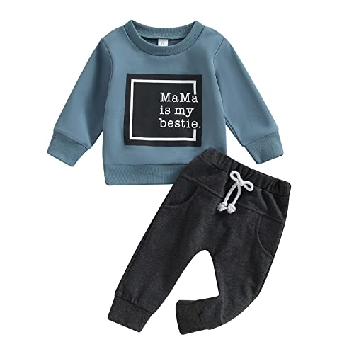 Himllauen Baby Jungen Kleidung Pullover + Hose Zweiteiler Babykleidung Neugeborene Set 0-3 Jahre Kleinkind Outfit (Blau, 3-6 Months) von Himllauen