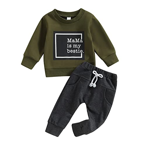 Himllauen Baby Jungen Kleidung Pullover + Hose Zweiteiler Babykleidung Neugeborene Set 0-3 Jahre Kleinkind Outfit (Grüner, 18-24 Months) von Himllauen