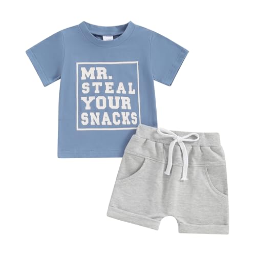 Himllauen Baby Jungen Kleidung Sommer Outfit T-Shirt + Shorts Zweiteiler Babykleidung Neugeborene Set für 0-4 Jahre Kinder (C Blau, 12-18 Months) von Himllauen