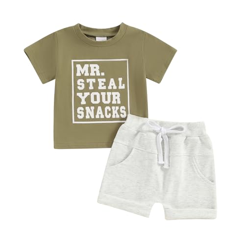 Himllauen Baby Jungen Kleidung Sommer Outfit T-Shirt + Shorts Zweiteiler Babykleidung Neugeborene Set für 0-4 Jahre Kinder (C Grün, 12-18 Months) von Himllauen