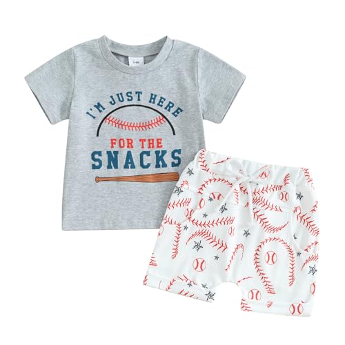 Himllauen Baby Jungen Kleidung Sommer Zweiteiler Outfit T-Shirt und Shorts Set 0-3 Jahre Kleinkind Outfits (H Grau, 12-18 Months) von Himllauen