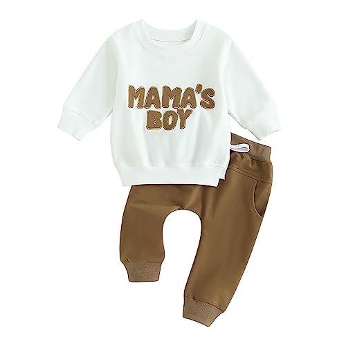 Himllauen Baby Jungen Zweiteiler Outfit Langarm Sweatshirt + Hose 2tlg Set Baby Kleidung 0-3 Jahre Kinder Outfit für Baby-Jungen (F Braun, 12-18 Months) von Himllauen