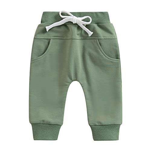 Himllauen Baby Lange Hose Einfarbig Pumphose 0-3 Jahre Kleinkind Hosen (Grün, 6-12 Months) von Himllauen