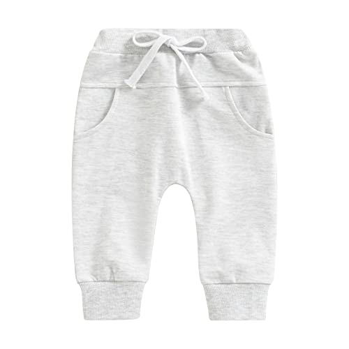 Himllauen Baby Lange Hose Einfarbig Pumphose 0-3 Jahre Kleinkind Hosen (Hellgrau, 12-18 Months) von Himllauen