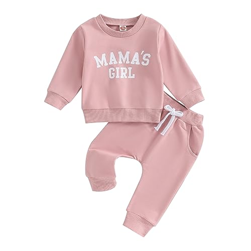 Himllauen Baby Mädchen Kleidung Sweatshirt + Lange Hose Zweiteiler Babykleidung Set 0-3 Jahre Kleinkind Outfits (Mama's Girl Rosa, 18-24 Months) von Himllauen
