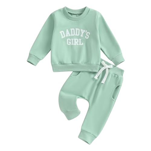 Himllauen Baby Mädchen Kleidung Sweatshirt + Lange Hose Zweiteiler Babykleidung Set Kleinkind Outfits (A Hellgrün, 0-6 Months) von Himllauen