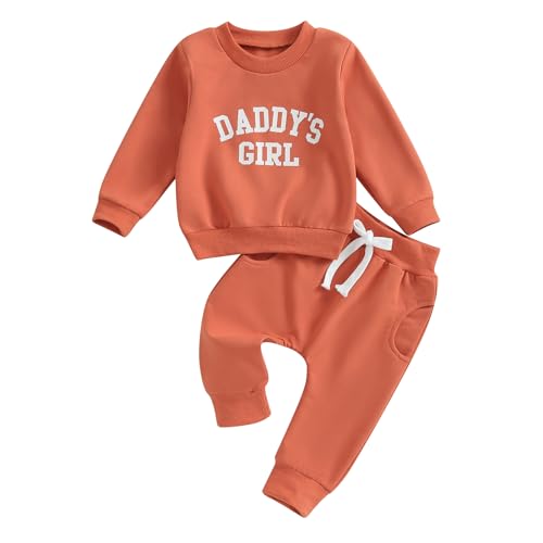 Himllauen Baby Mädchen Kleidung Sweatshirt + Lange Hose Zweiteiler Babykleidung Set Kleinkind Outfits (A Orange, 12-18 Months) von Himllauen