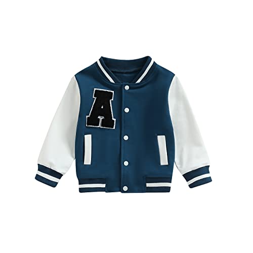 Himllauen Baseball Jacke Baby Jungen Mädchen Buchstaben Muster Übergangsjacke Frühling Herbst Winter Kinderkleidung (Blau, 18-24 Months) von Himllauen