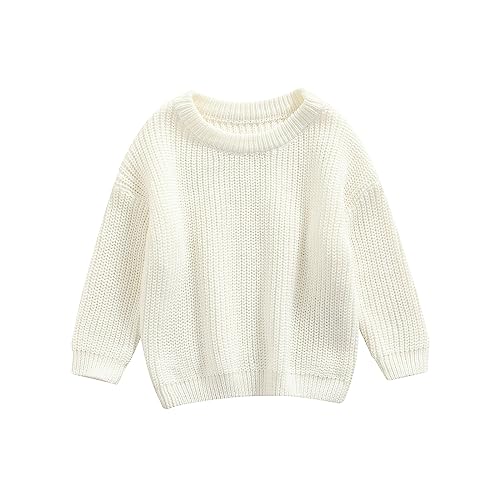 Himllauen Pullover 0-5 Jahre Kinder Jungen Mädchen Pullover Baby Oberteile Frühling Herbst Winter Kleidung (Weiß, 12-18 Months) von Himllauen