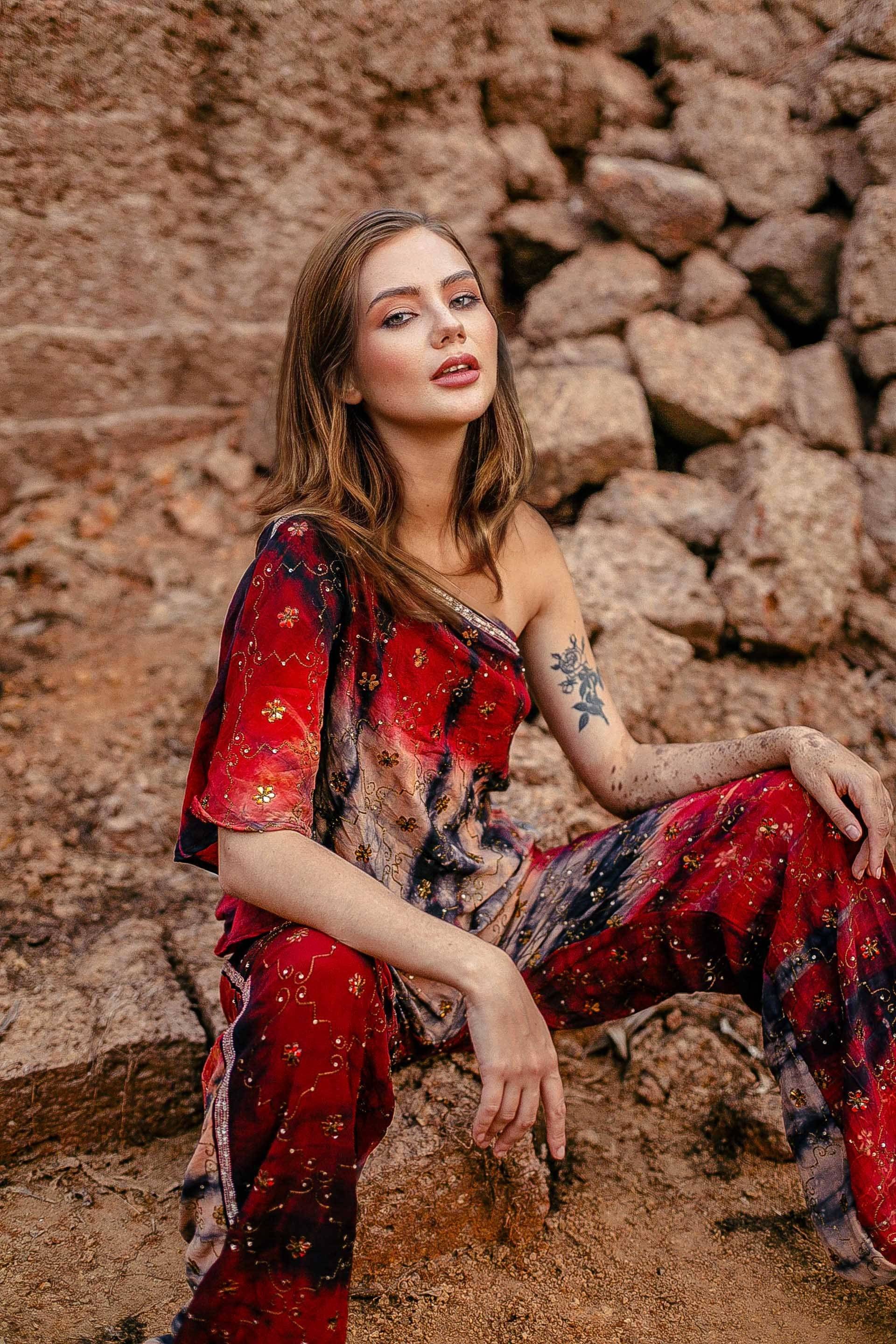 Jumpsuit - "Red Orchid" von Himmelskater