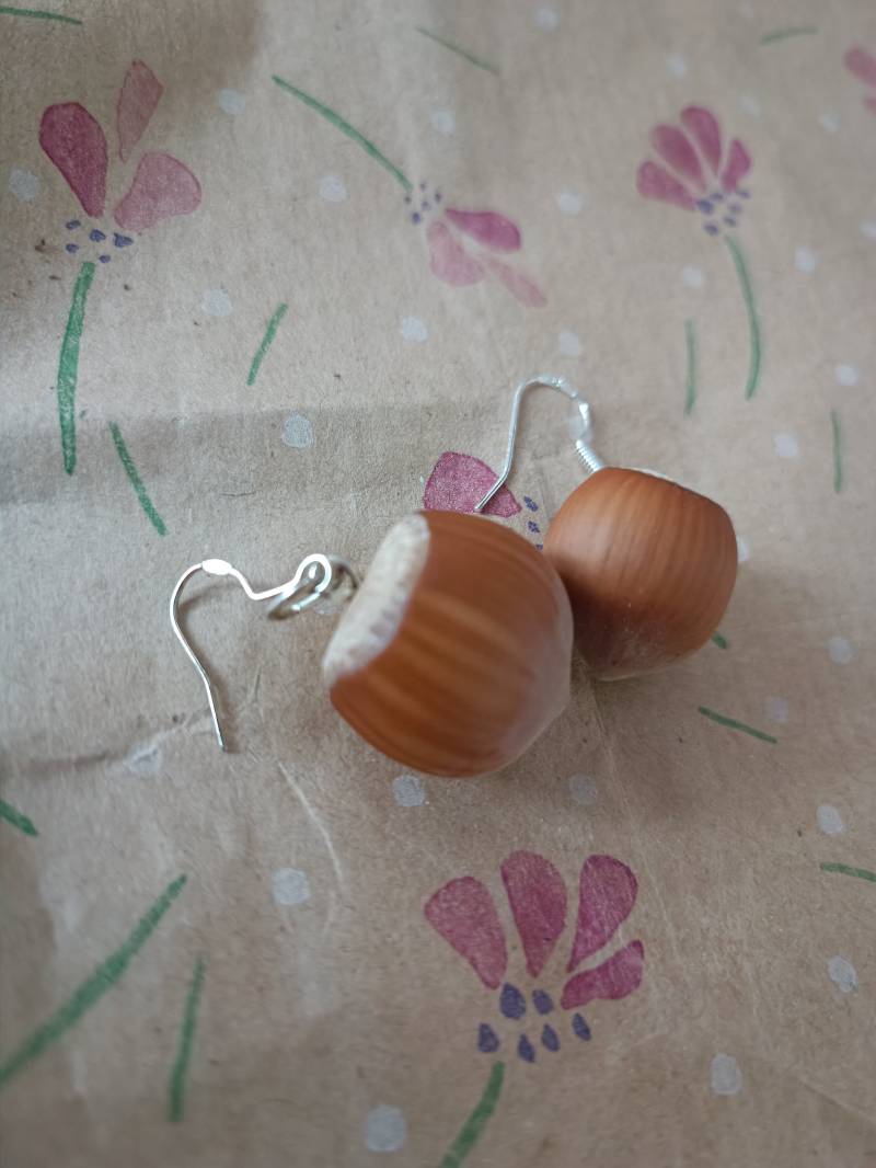 Ohrringe Mit Haselnüssen, Naturschmuck 925 Sterling Silber von Himmelswandler