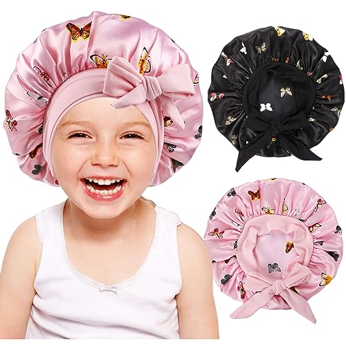 2 Kinderhaube für Mädchen, Seidenhaube zum Schlafen, Kapuze für Kinder, Motorhaube für Kinder, Motorhaube für Kleinkinder, A2-Schmetterling-schwarz, rosa, CH 2 Kinderhaube für Mädchen, Seidenhaube zum Schlafen, Kapuze für Kinder, Motorhaube für Kinder, Motorhaube für Kleinkinder, A2-Schmetterling-schwarz, rosa, CH von Himoswis