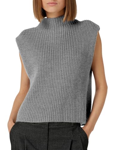 Himosyber Damen Solide ärmellose Weste, elegant, hoher Halsausschnitt, dehnbar, Flügelärmel, Strickpullover, #1grau, X-Klein von Himosyber