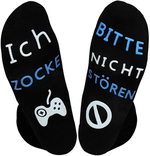 Himozoo Gaming-Socken, ‘BITTE NICHT STÖREN, ICH ZOCKE’ -Socken, neuartige Gamer-Geschenke für Männer, Frauen, Teenager, Jungen, Sohn, Ehemann, Vater, Geschenke (Blau Weiß) von Himozoo