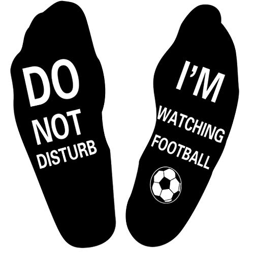 Himozoo Lustige Socken mit der Aufschrift „Do Not Disturb I'm Watching Football or Rugby“ für Männer und Frauen, Rugby-Football-Liebhaber, Geschenk, Schwarzer Fußball, One size von Himozoo