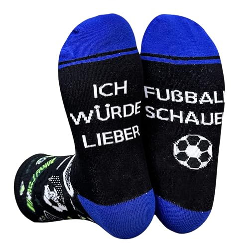 Himozoo Neuheit Lustige Socken Fussball Geschenke, Bestickt 'Ich würde lieber Fußball Schaue' Neuheit Socks für Männer Frauen Fußballliebhaber Geschenke (Dunkelschwarz) von Himozoo