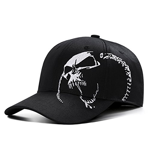 Herren-Baseballkappe, 100 % Baumwolle, Outdoor-Sportkappe, coole Totenkopf-Snapback-Mützen für Männer und Frauen, strukturiertes Design, Dad-Mütze, Baseballkappe im Punk-Stil, einfarbig, verstellbar von Himozoo