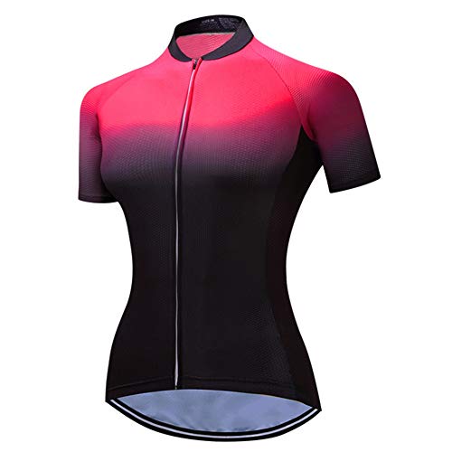 Damen Fahrradtrikot Fahrradbekleidung Shirt Tops Jacke Sommer, Farbverlauf 1, 3X-Groß von HimyBB