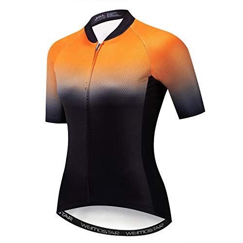 Damen Fahrradtrikot Fahrradbekleidung Shirt Tops Jacke Sommer, Farbverlauf 2, Klein von HimyBB