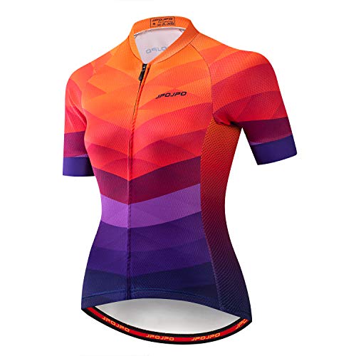 Damen Fahrradtrikot Pro Team MTB Bike Shirt Top Sommer Jugend Fahrradbekleidung, Orange, X-Groß von HimyBB