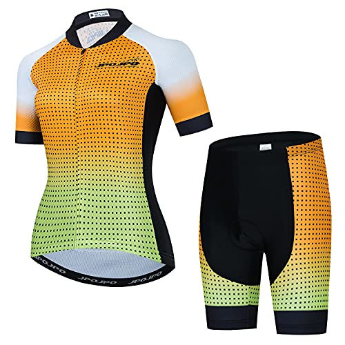 Damen Fahrradtrikot Set Bike T-Shirt Reflektierend + 5D gepolsterte Shorts S-3XL, 8, 3XL von HimyBB