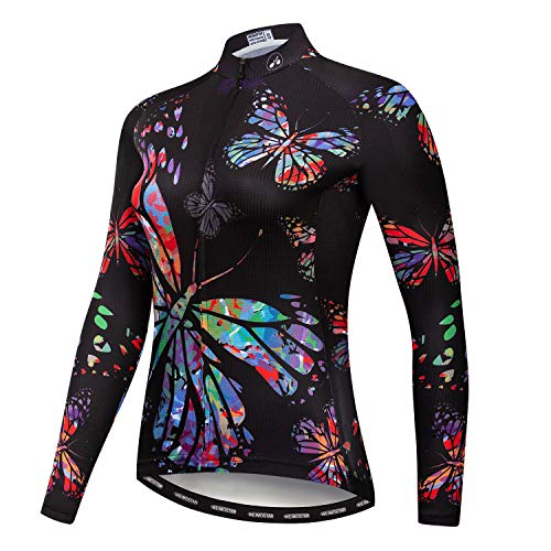 Damen Radfahren Jersey Langarm Tops Lady Bike Shirts Fahrrad Jacke mit Taschen von HimyBB