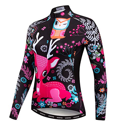 Damen Radfahren Jersey Langarm Tops Lady Bike Shirts Fahrrad Jacke mit Taschen von HimyBB