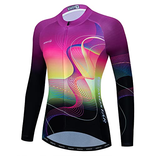 Damen Radfahren Jersey Langarm Tops Lady Bike Shirts Fahrrad Jacke mit Taschen von HimyBB