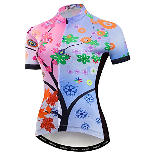 Damen Radtrikot Kurzarm Bike Shirt Top Lady Biking Bekleidung, 2024, XL von HimyBB